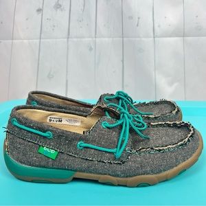 Twisted X ECO TWX Driving Moccasins Boat Casual Shoes Turquoise Womens Size 9.5M